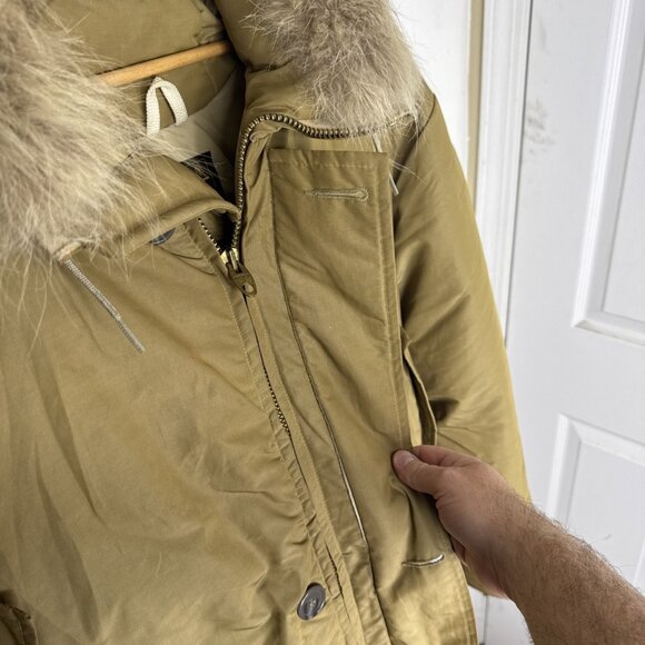 Eddie Bauer Canada Men’s L Down Parka Fur Hood 80s Brown Vintage - Picture 4 of 8